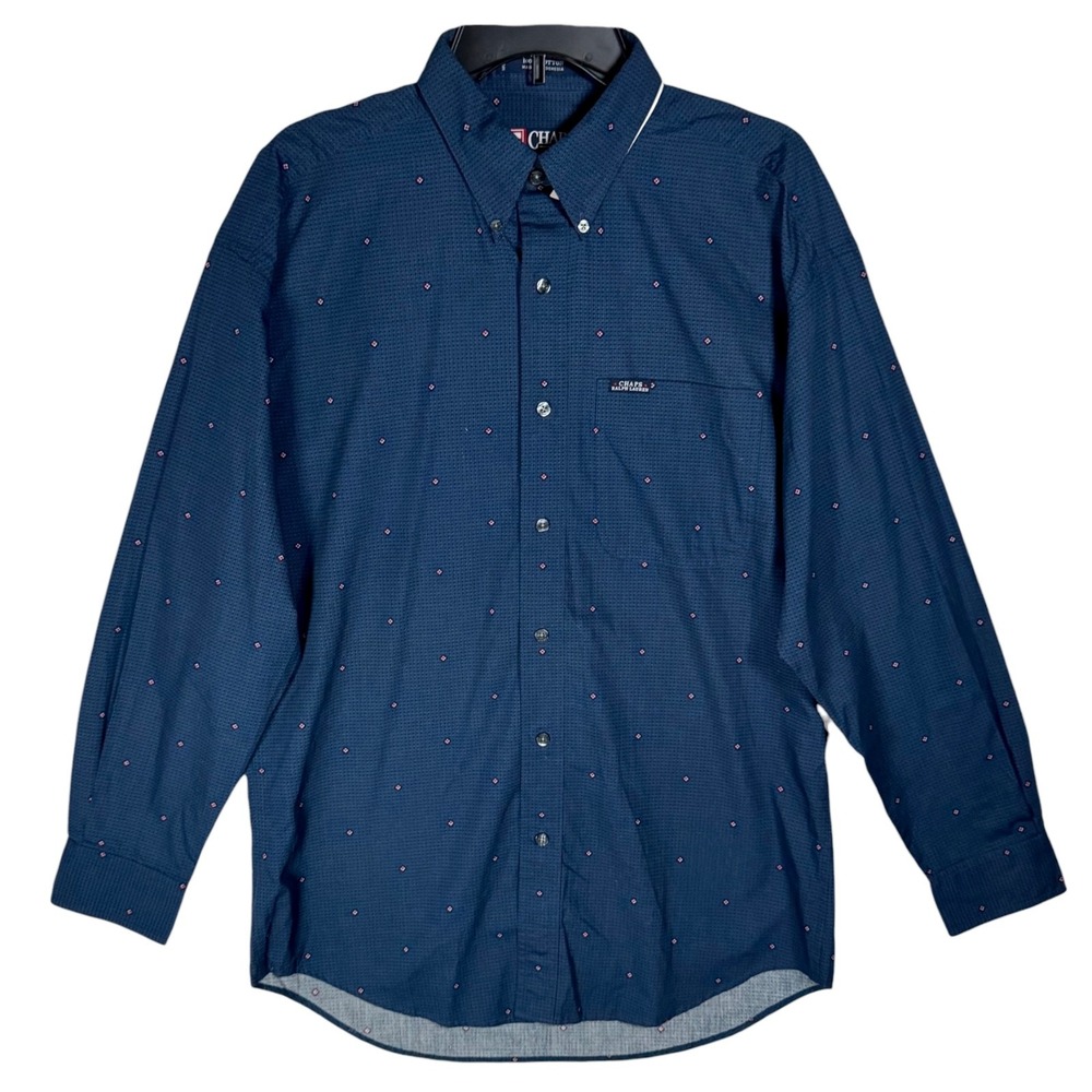 NWT Chaps Ralph Lauren Button Down‎ Dress Shirt M Geometric Print Deadstock Y2K